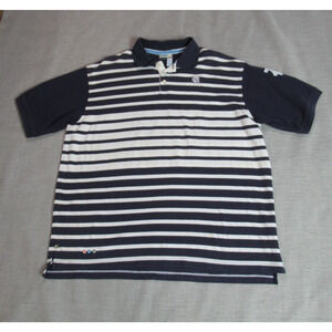 Vintage Rocawear Shirt Mens 2XL Cream Blue Striped Polo Golf Preppy Coastal 90s